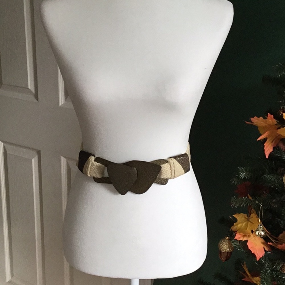 Cream w/ burnished metal belt